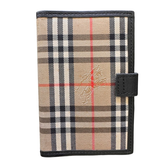 AUTH BURBERRYS VINTAGE NOVA CHECK BI-FOLD LEATHER MINI AGENDA/ORGANIZER PREOWNED - Picture 2 of 8